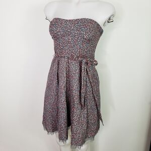 AEO strapless floral dress tulle hem